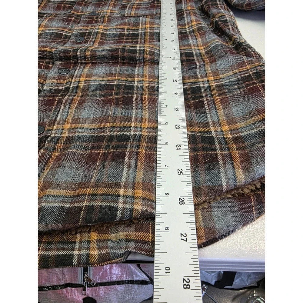 Buffalo David Bitton Mens Sherpa Lined Flannel Shirt Jacket Plaid Size S